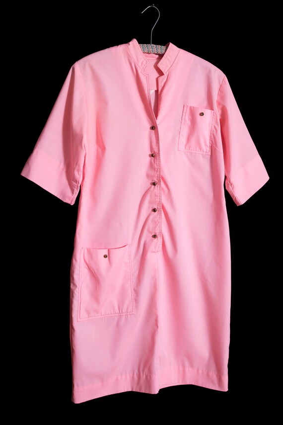 Comfy Chic Vintage 60s 70s Pastel Pink Shirt Dres… - image 8