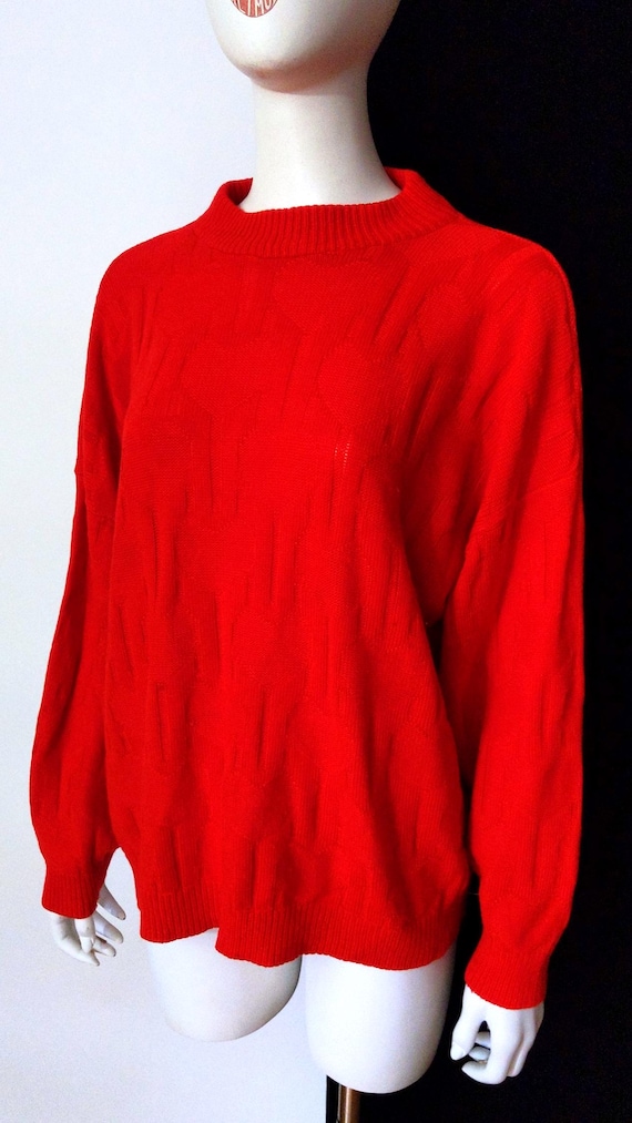 Plus Size Bright Red Heart Patterned Pullover Vin… - image 19