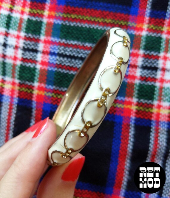 Chic White Metal Chain Link Patterned Clamper Met… - image 2