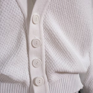 Cool Vintage 80s 90s White Oversized Vibes Cardigan Sweater image 3