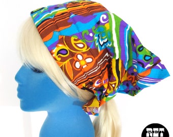 NWOT Vintage 60s 70s Colorful Psychedelic Head Scarf