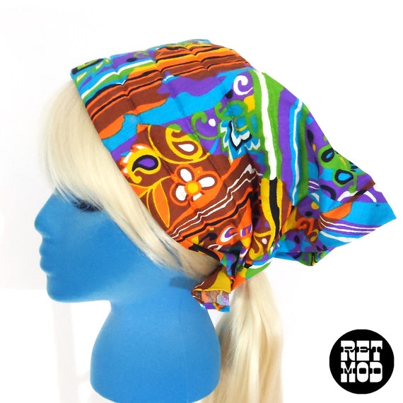 NWOT Vintage 60s 70s Colorful Psychedelic Head Sca