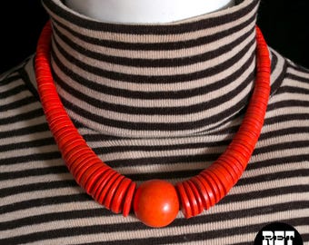 Bright Vintage 70s 80s Red Gradual Bead Necklace