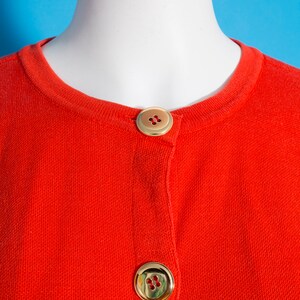 Bright Vintage 80s 90s Orange Cropped Sweatshirt Cardigan Top with Shiny Gold Buttons by Adrienne Vittadini image 4