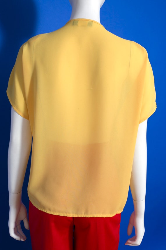 Sculptural Vintage 80s 90s Yellow Short Sleeve Bl… - image 9