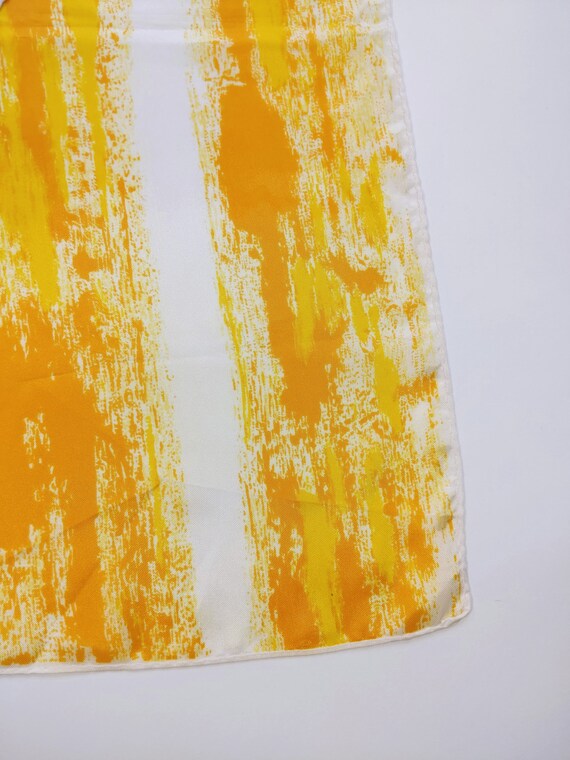 Abstract Vintage 60s 70s Yellow White Long Scarf - image 3