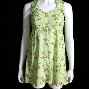 Fantastic Vintage 60s 70s Pastel Green Floral Mini Dress with Large Collar by Byer California image 5