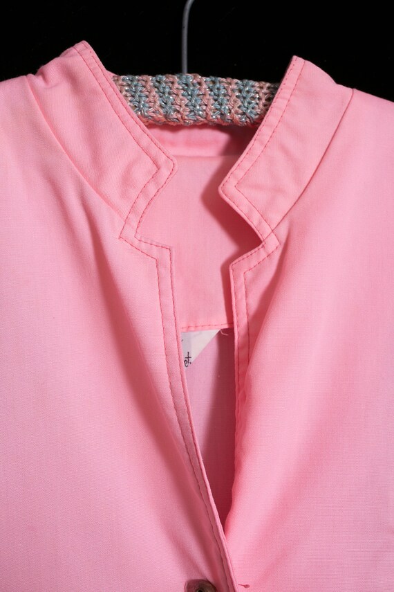 Comfy Chic Vintage 60s 70s Pastel Pink Shirt Dres… - image 5