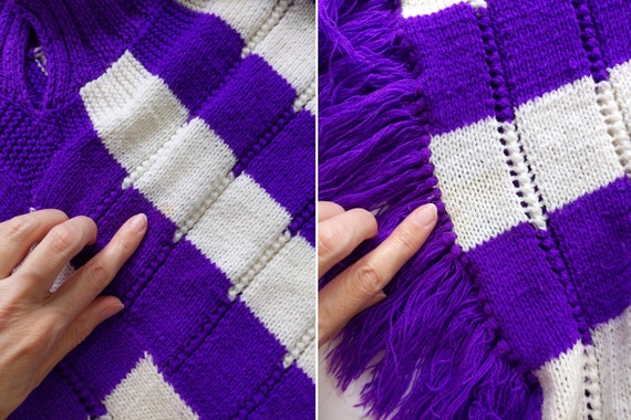 GORGEOUS Vintage 60s 70s Purple & White Stripe Kn… - image 10