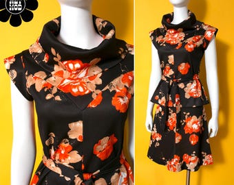 2-Piece Vintage 70s Brown & Orange Floral Skirt Set That Turns Heads