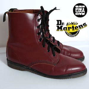 Dr. Martens Men\'s Burgundy Leather Lace-Up Ankle Boots with Black Soles s-l400.jpg main image 2