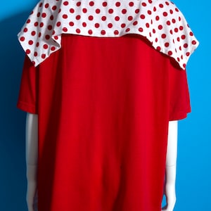 Cute Vintage 80s 90s Red & White Polka Dot Sailor Collar Oversized T-Shirt image 7