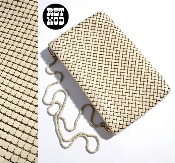 Fab Vintage 70s 80s Cream-Colored Mesh Metal Chain Li… - Gem