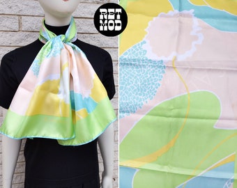 So Pretty Vintage 70s Very Light Pastel Abstract Long Scarf