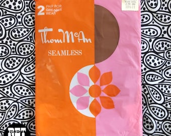 CINNAMON - 2 Pair of Deadstock Vintage 60s Seamless Sheer Nylons Pantyhose Tights Hosiery