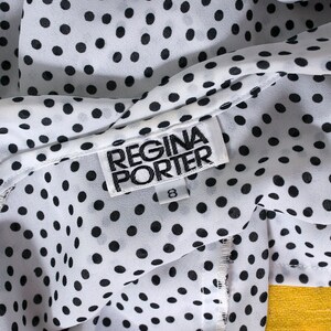 Cute Vintage 80s 90s White & Black Dots Blouse by Regina Porter image 10