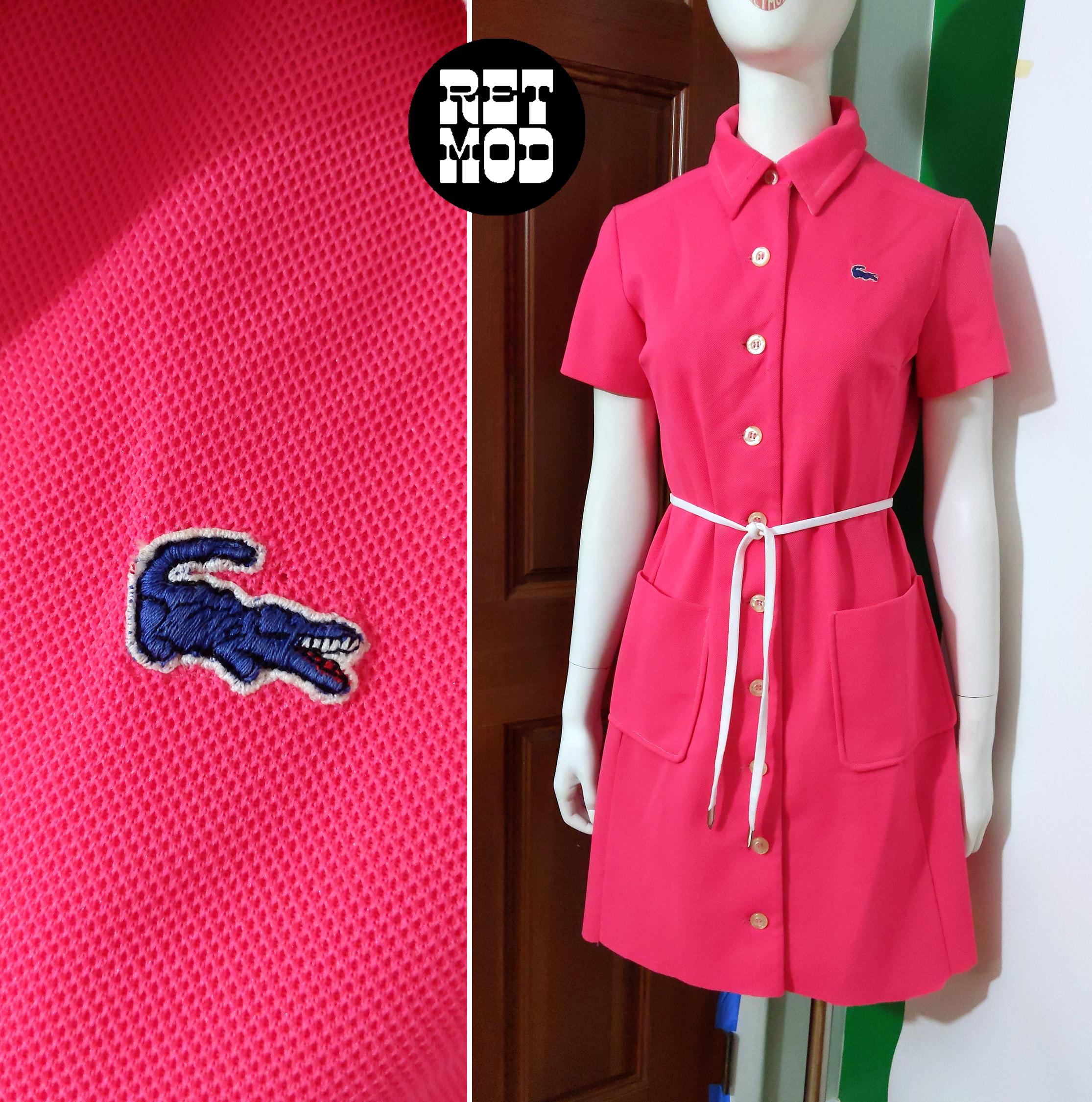 Bright Pink Vintage 60s 70s Alligator Polo Dress by David Crystal
