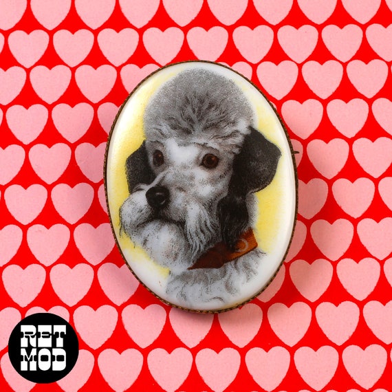 Adorable Vintage 50s 60s 70s Poodle Cameo Pin Broo