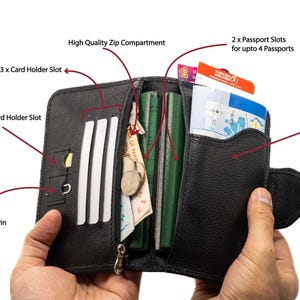 Cartera de viaje Commuter: organizador de viaje minimalista de cuero de primera calidad, idea de regalo