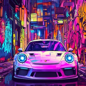 Cartoon Style Porsche Phone Wallpaper5 Images Pack | 9:19 Ratio Digital Download