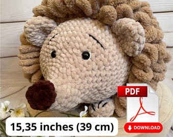 Pattern Big Plush Crochet Hedgehog – Amigurumi Hedgehog PDF Tutorial – Alize Puffy yarn Pattern – Cute Woodland Soft Toy, Unique Pattern