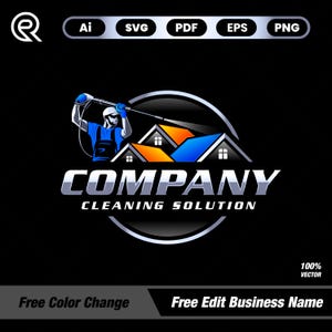 Professional Pressure Washing Logo Design: Customizable Cleaning Service Branding