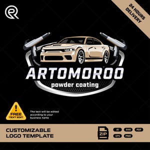 Powder Coating Logo Template | Auto Body Shop Logo | Custom Automotive Paint Branding | custom Garage Logo | Vector SVG PDF