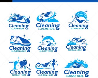 Cleaning Services Logo Bundle: Housekeeping Business Branding (Instant Download)
