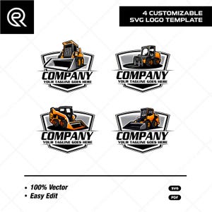 Skid Steer Loader Logo | Compact Loader Logo Template | Construction Equipment | Skid Steer Logo - editable logo vector instant download