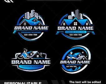 Power washing logo: house cleaning logo design