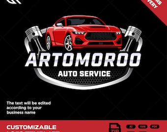 Auto Service Car Repair Shop Logo for Mechanic & Garage Business | customizable logo vector