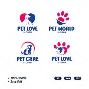 Pet care logo Veterinarian Logo petsitting logo pet care dog logo cat logo- logo design template