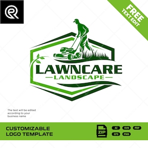 Personalisierbares Rasenpflege-Logo: Mäher-Design, Garten-Service-Vorlage