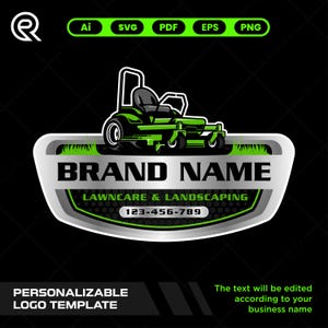 Lawn Mower Logo, Zero Turn Mower Logo, Landscaping Logo, Yard Service Logo, Lawn Care Logo Design, Lawn Mowing Logo, Lawn Care Templates