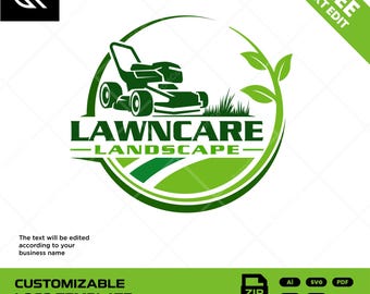 Logo-ontwerp gazononderhoud, sjabloon voor landschapsarchitectuur