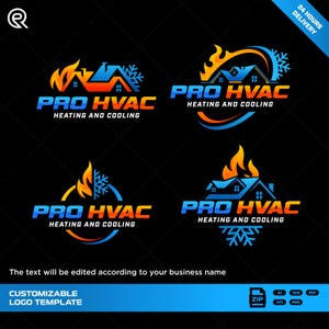 HVAC Business Logo Design: Heating & Cooling SVG Vector