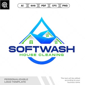 Customizable Softwash Company Logo Design: Pressure Washing, Roof Cleaning
