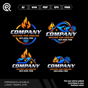 Custom HVAC Logo Design: Heating, Cooling, Home Improvement (Vector Files Included)