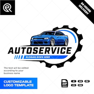 Auto Service Editable Car Repair Shop Logo for Mechanic & Garage Business | customizable logo vector