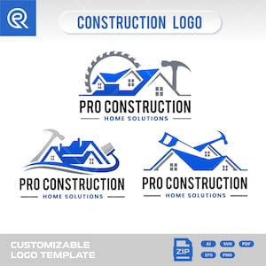 House Construction Logo Template: Home Repair, Builder Vector Graphics