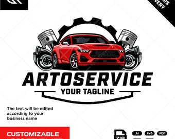 Logotipo de servicio automotriz: taller mecánico (archivos vectoriales incluidos)