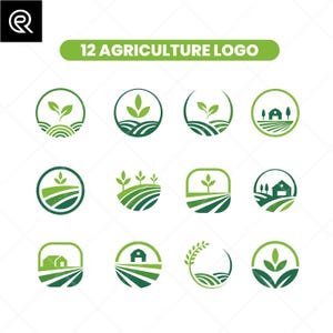 Farm Logo Bundle | Modern Agriculture Logo Design | Organic Farm Logo Simple logo Template for Branding, Instant download