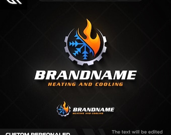 Diseño de logotipo para sistemas de climatización (HVAC) / Icono de fuego y hielo, imagen corporativa moderna.