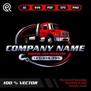 Flatbed towing Logo | rollback towing | freightliner Rollback Flatbed graphic | Trucking Company Branding - Custom personalized vector