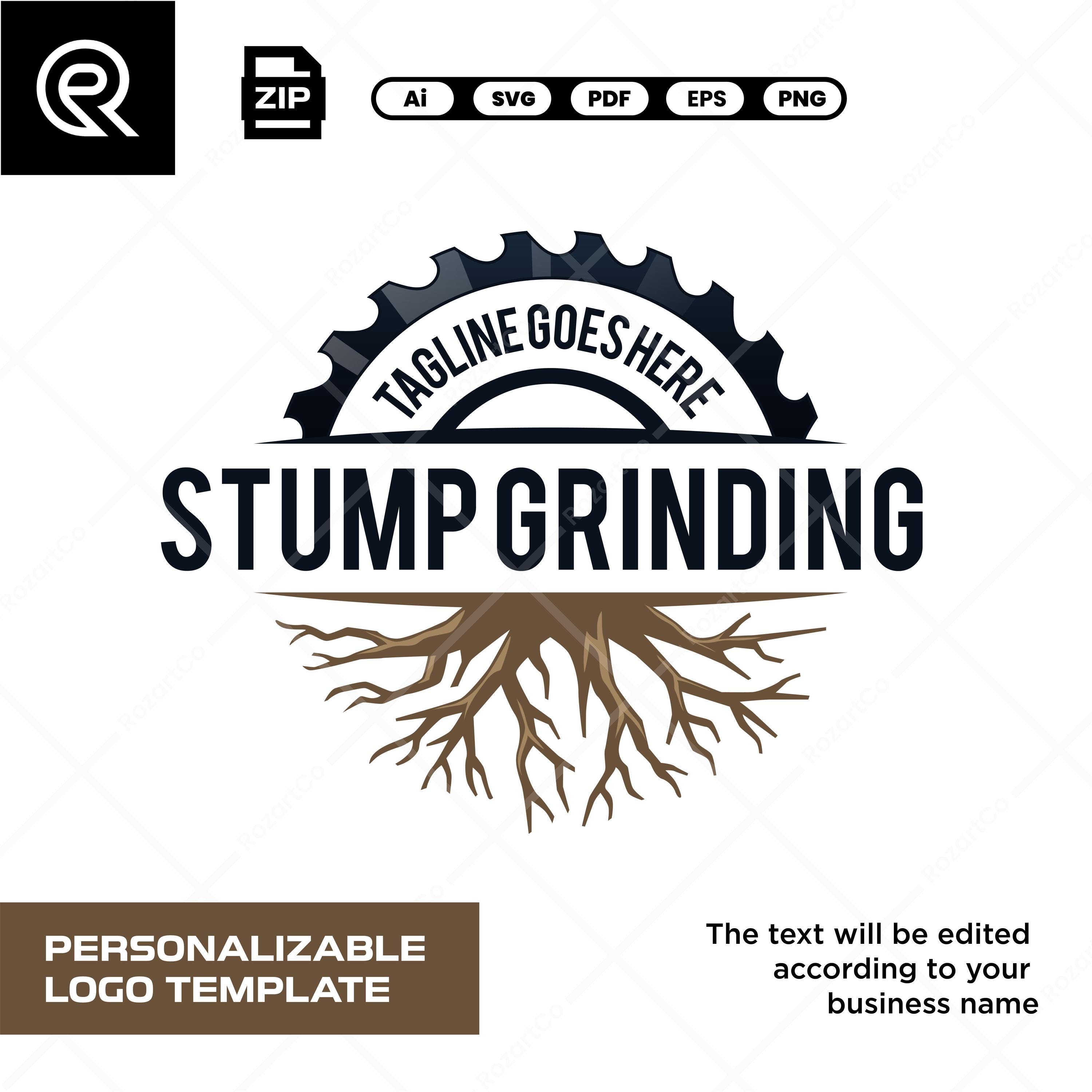 Stump Grinding Logo – Tree Service & Landscaping Editable Vector Logo ...