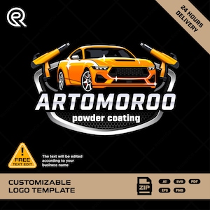 Powder Coating Logo, Auto Body Shop Logo, Custom Automotive Paint Branding, custom Garage Logo | custom logo template