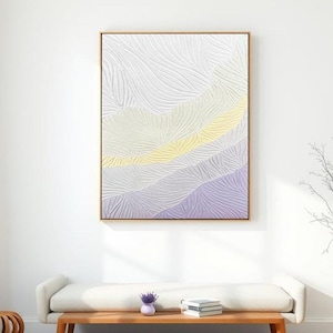 Structured image | Acrylic painting on canvas | Living room wall picture | Lilac colors | Abstract art canvas | Plaster wall art | Beige decoration