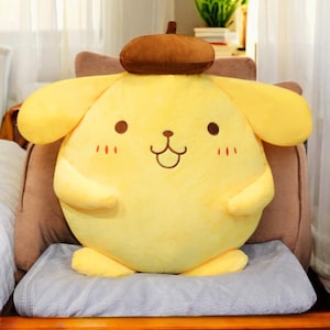 Kawaii Pompompurin Plüsch - Sanrio Pudding Hundespielzeug, großes süßes Plüsch-Geschenk für Sie, weiches Kuscheltier Kissen