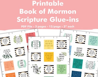 Printable Book of Mormon Scripture Glue-ins 2024 Come Follow Me Study The Church of Jesus Christ of Latter Day Saints LDS Scriptures PDF