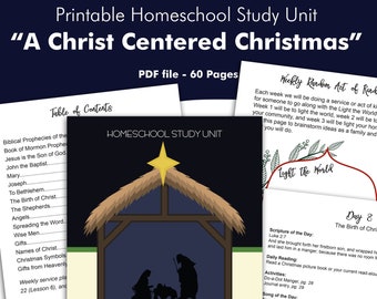 Printable Homeschool Study Unit "A Christ Centered Christmas" for LDS Church of Jesus Christ Members December Holiday Elementary Curriculum